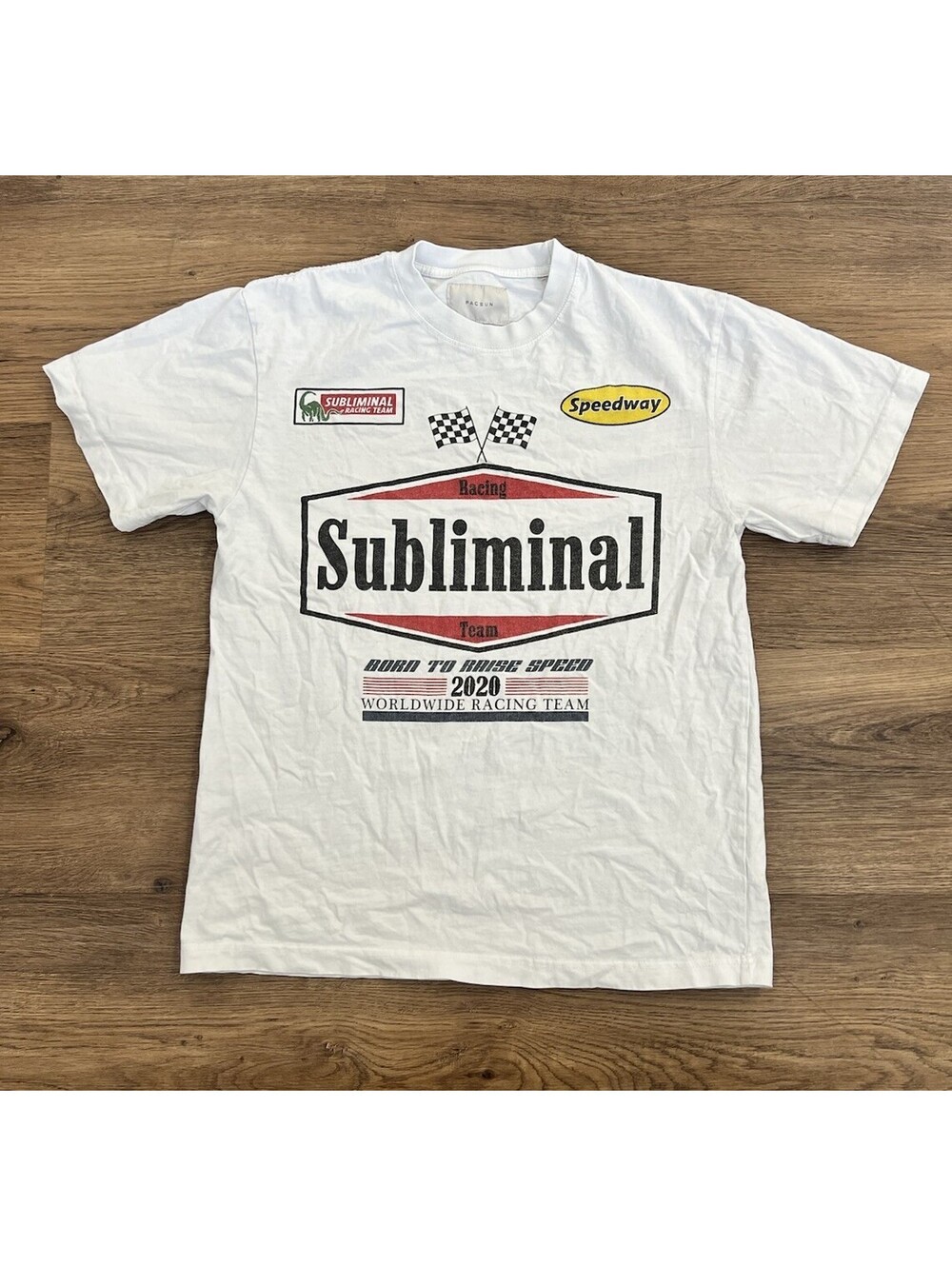 PacSun Subliminal Racing Team Graphic T-Shirt White - Size S